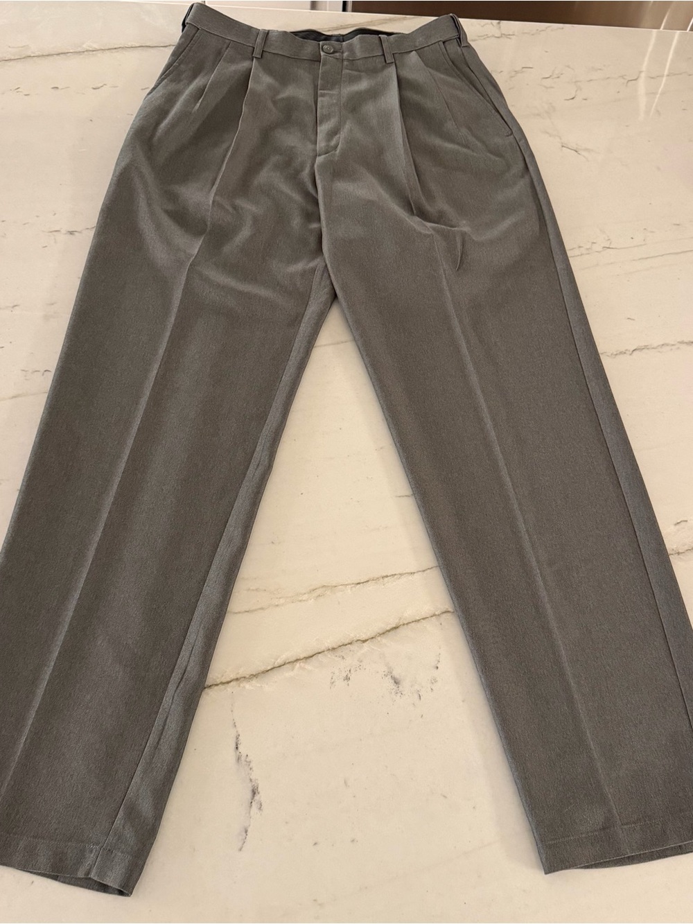 HAGGAR Mens Gray Flat Front Straight Cool 18 Pro Stretch Performance Pant 34x34